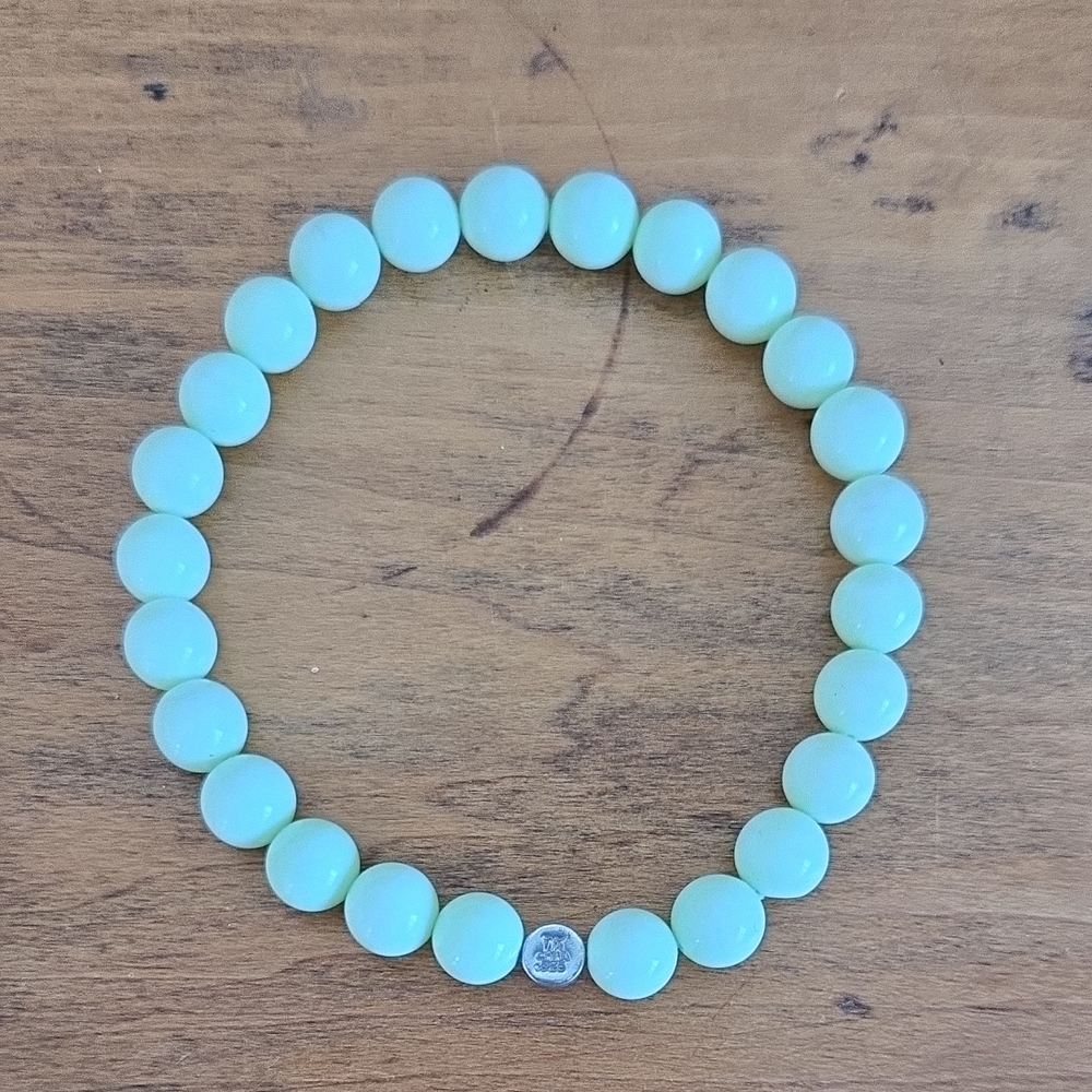 Jade & Sterling Silver Celadon Green Stretch Bracelet